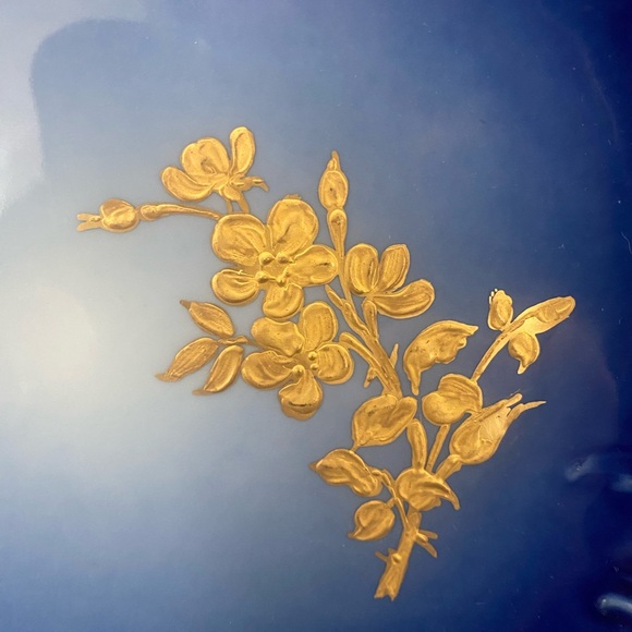 Antique Blue Plate with Gold Hand Painted Design Jean Pouyat in Limoges, France. - Picture 9 of 16